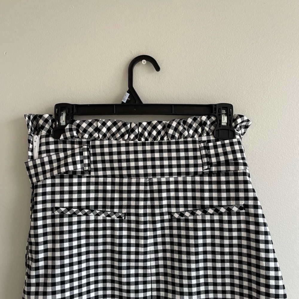 CYNTHIA ROWLEY BLACK WHITE GINGHAM PAPER BAG SKIRT TIE BELT POCKETS PLAID - Picture 9 of 10